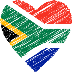Local Is Lekker Icon – South African Flag Heart Representing Proudly Local Clothing and Accessories