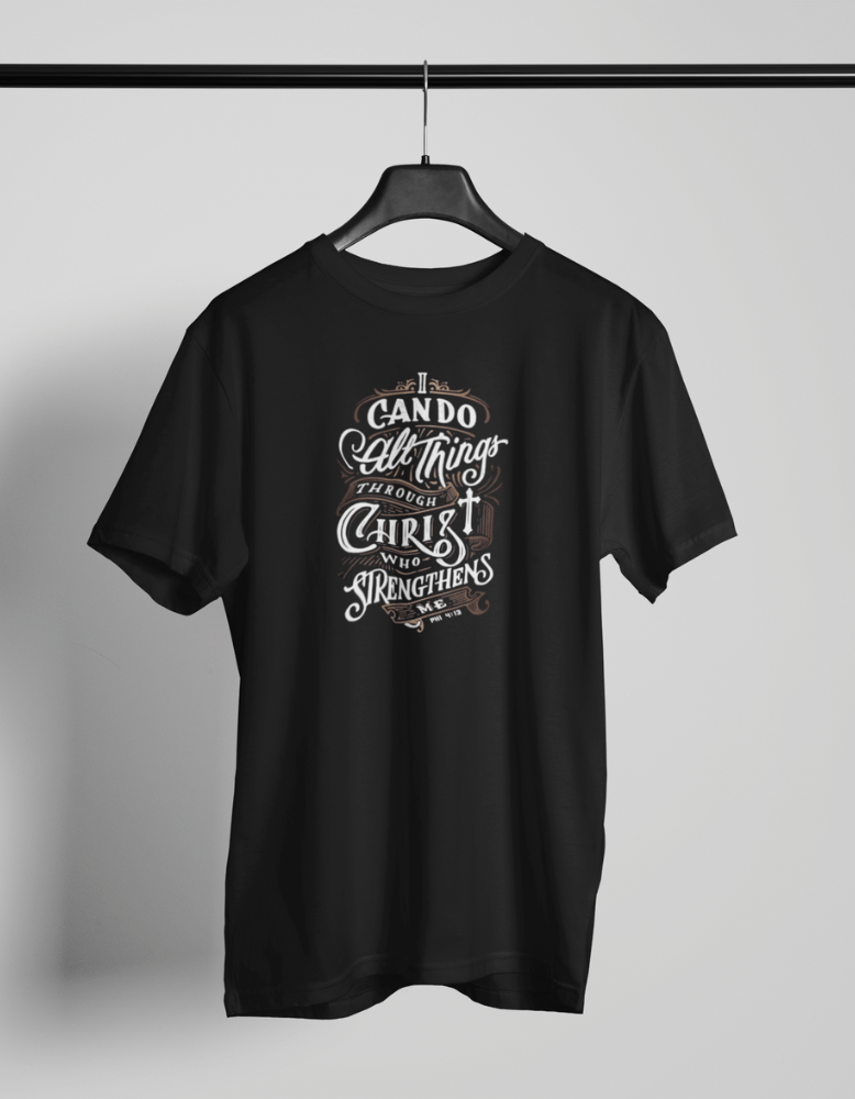Christian t-shirt with I can do all things through Christ quote