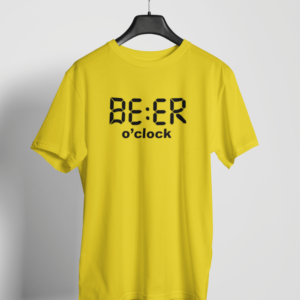 Beer O’Clock Funny Digital Clock Style Yellow Drinking T-Shirt